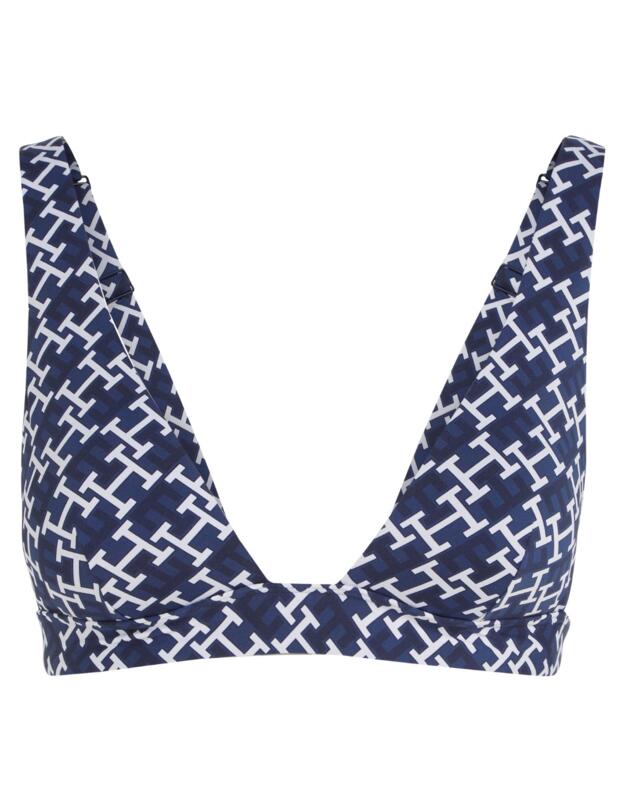  Tommy Hilfiger Triangle Bikini Top Monogram Navy White