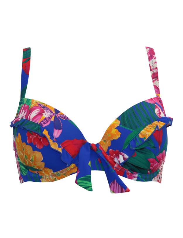 Pour Moi Antigua Padded Bikini Top Blue Floral