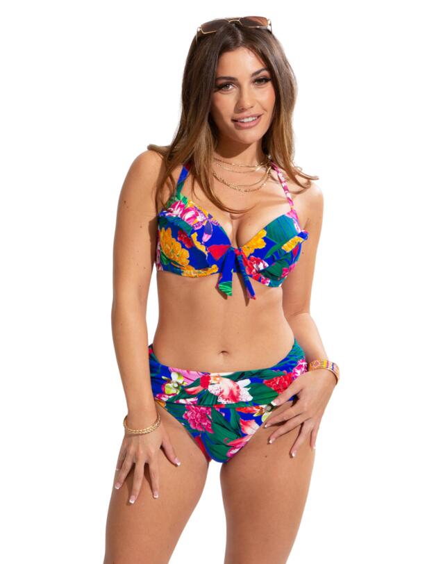 Pour Moi Antigua Fold Over Bikini Brief Blue Floral