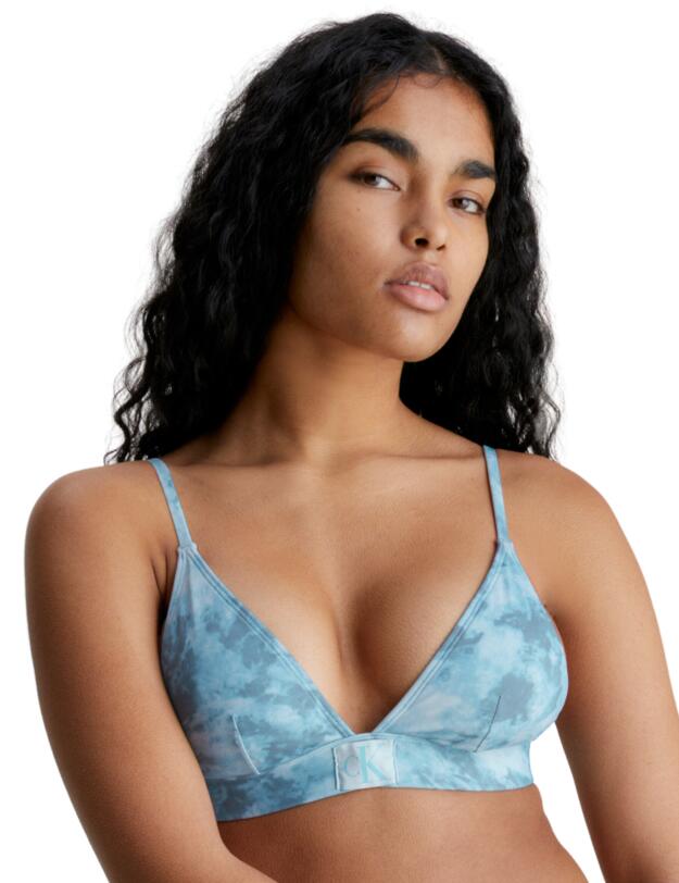 Calvin Klein CK Authentic Triangle Bikini Top Tie Dye Blue