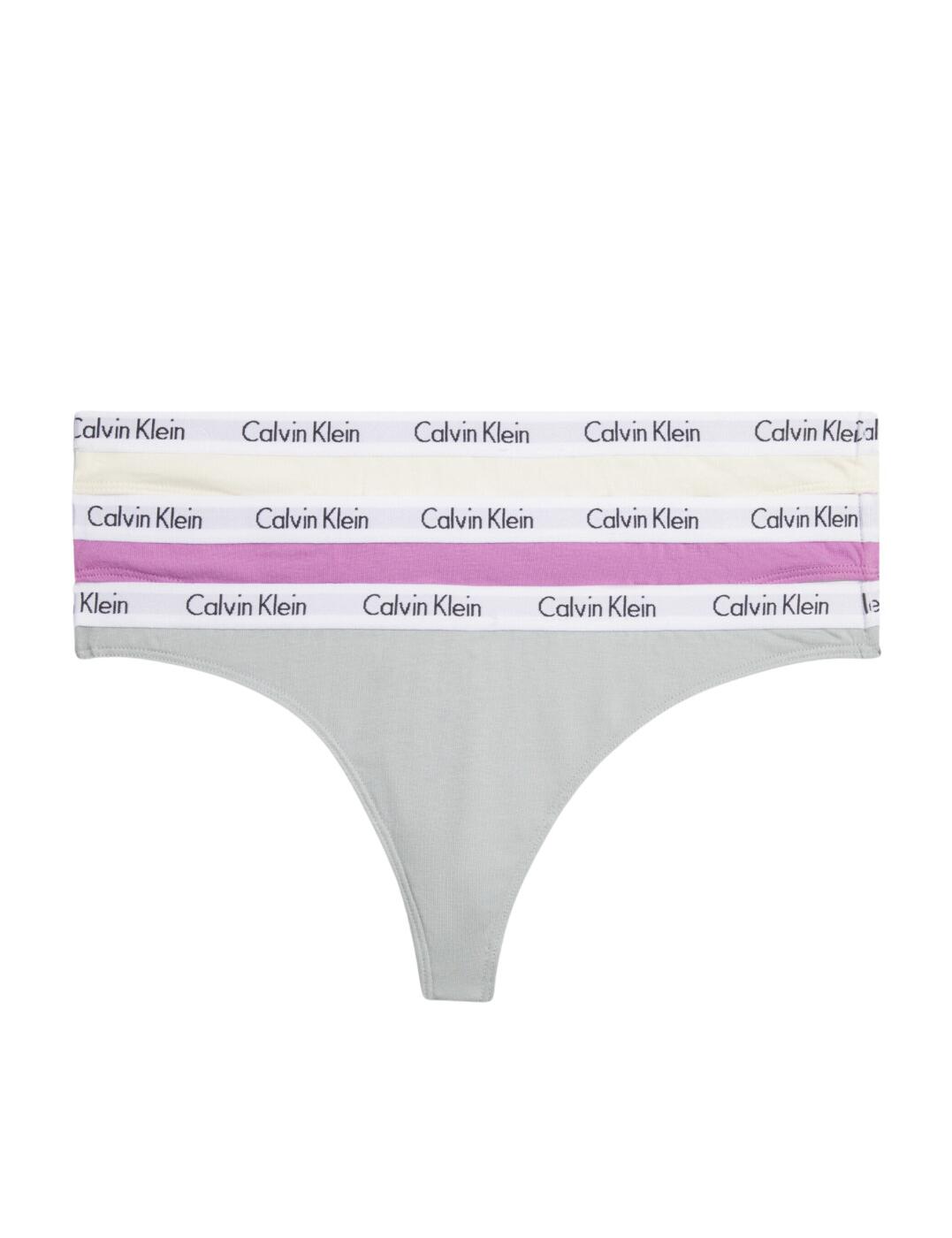 Calvin Klein Carousel 3 Pack Thongs Silver/Vanilla/Iris