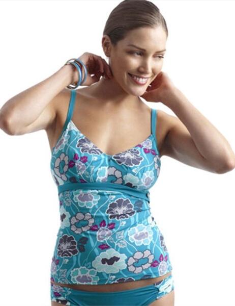 SW0512 Panache Loren Tankini Top Teal  - SW0512 Teal Floral