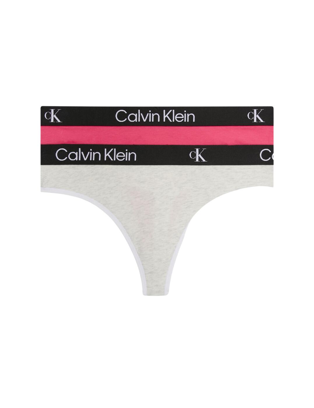 Calvin Klein Modern Cotton 2 Pack Thongs Cerise/Snow Heather