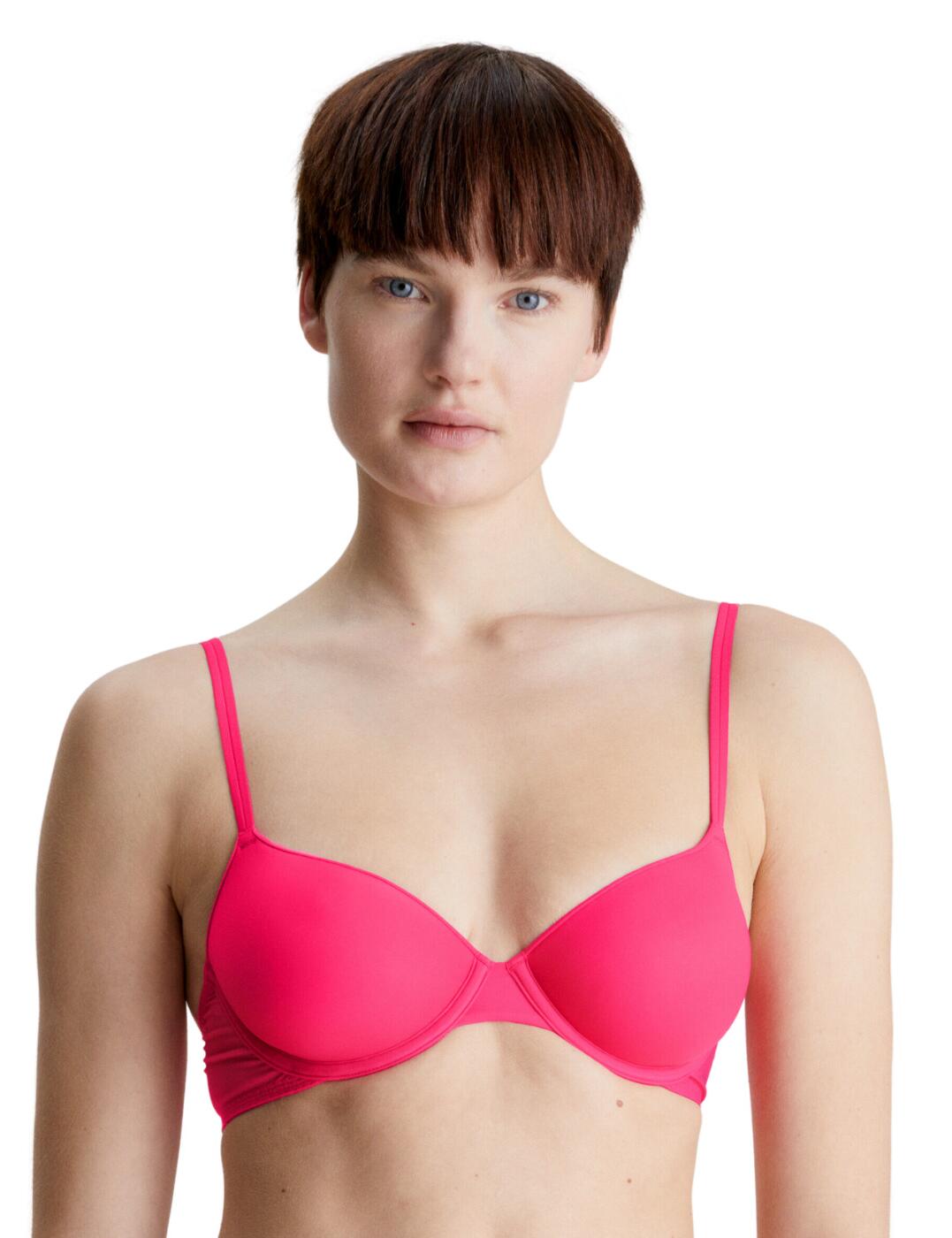  Calvin Klein Sheer Marquisette Lightly Lined Demi Bra Cerise Lipstick