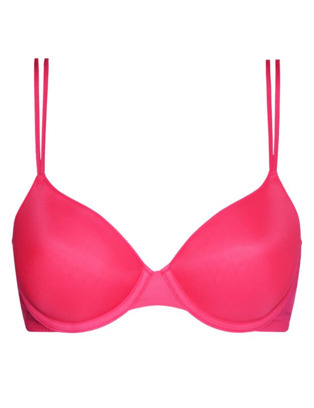  Calvin Klein Sheer Marquisette Lightly Lined Demi Bra Cerise Lipstick