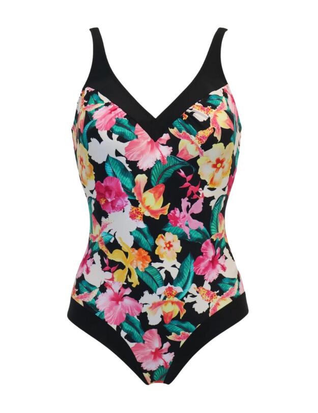 Pour Moi Tummy Control Swimsuit Black Floral
