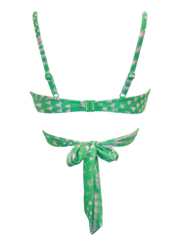 Pour Moi Portofino Lightly Padded Tie Wrap Top Green/Pink 