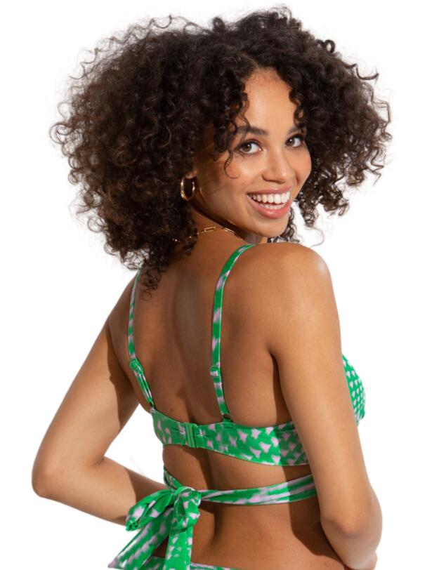 Pour Moi Portofino Lightly Padded Tie Wrap Top Green/Pink 