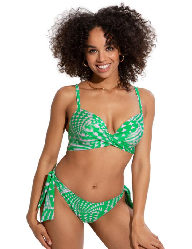 Pour Moi Portofino Tie Side Bikini Brief Green/Pink