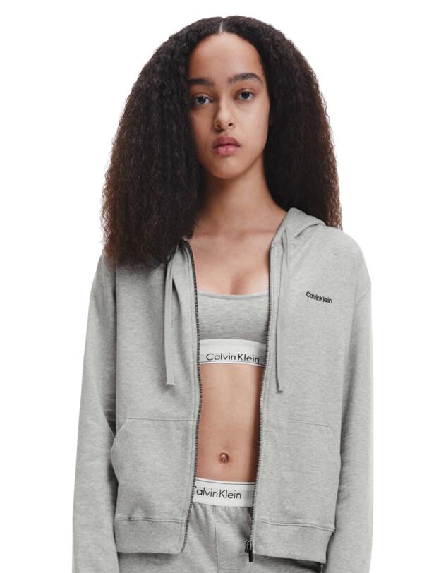 Calvin Klein Modern Cotton Full Zip Hoodie Grey Heather