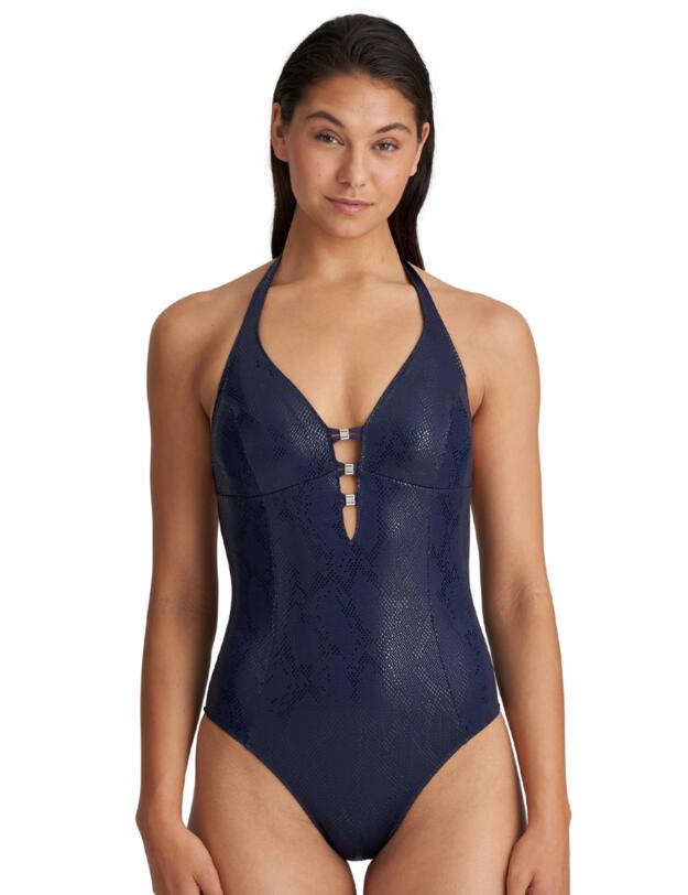 Marie Jo San Domino Padded Triangle Swimsuit Evening Blue