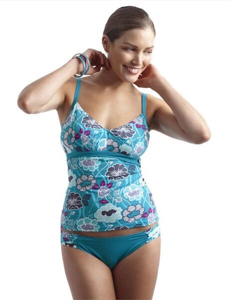SW0512 Panache Loren Tankini Top Teal  - SW0512 Teal Floral