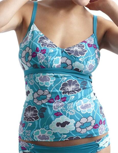 SW0512 Panache Loren Tankini Top Teal  - SW0512 Teal Floral