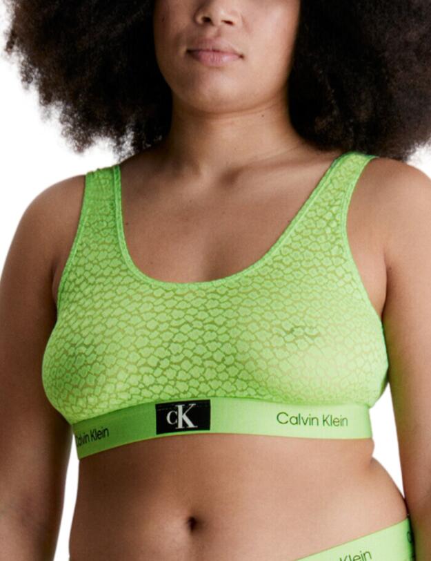Calvin Klein Animal Lace Plus Bralette Fabulous Green