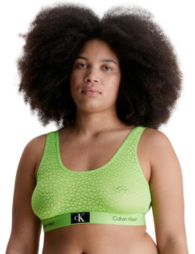 Calvin Klein Animal Lace Plus Bralette Fabulous Green