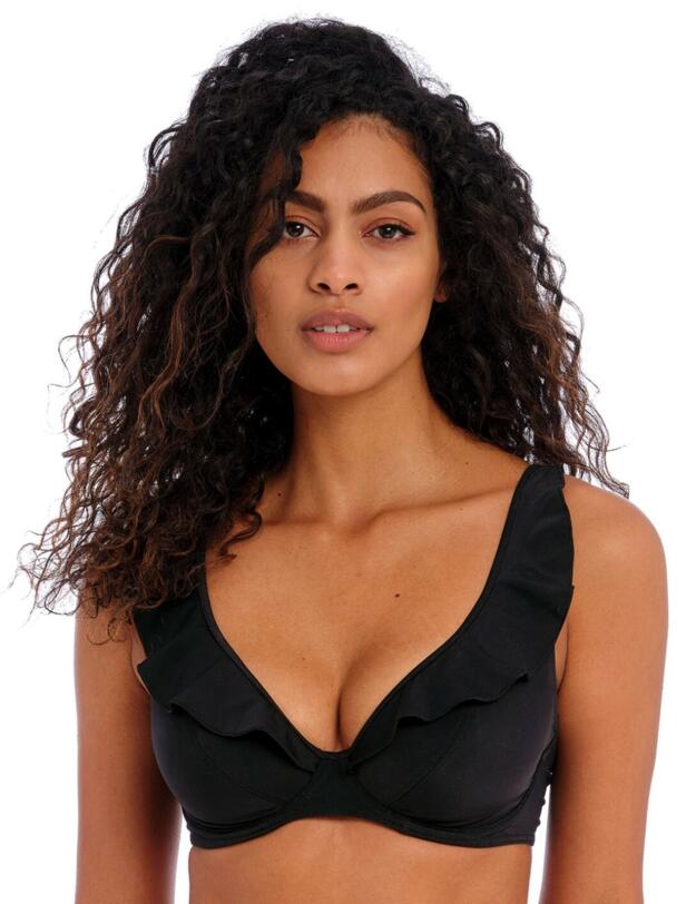 Freya Jewel Cove Underwired High Apex Bikini Top Plain Black