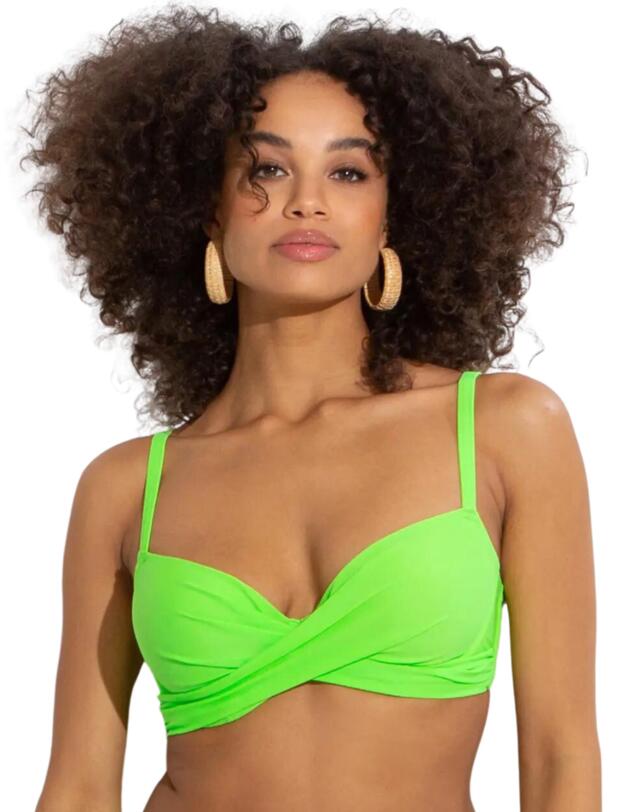 Pour Moi Free Spirit Twist Front Bikini Top Lime