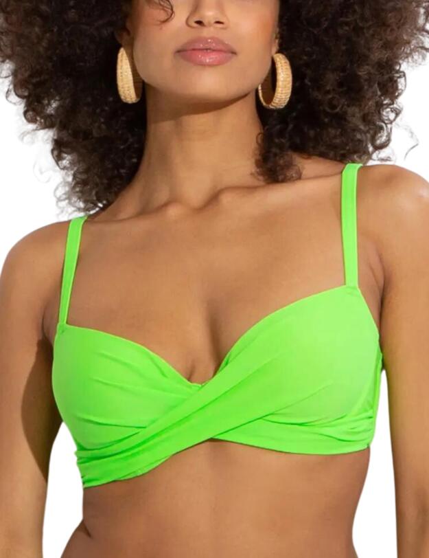 Pour Moi Free Spirit Twist Front Bikini Top Lime