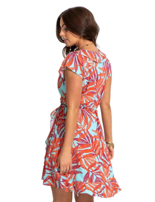 Pour Moi EcoVero Frill Wrap Dress Aqua Palm