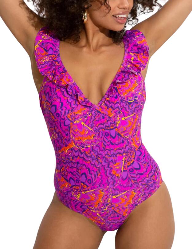 Pour Moi Bermuda Frilled Swimsuit Multi