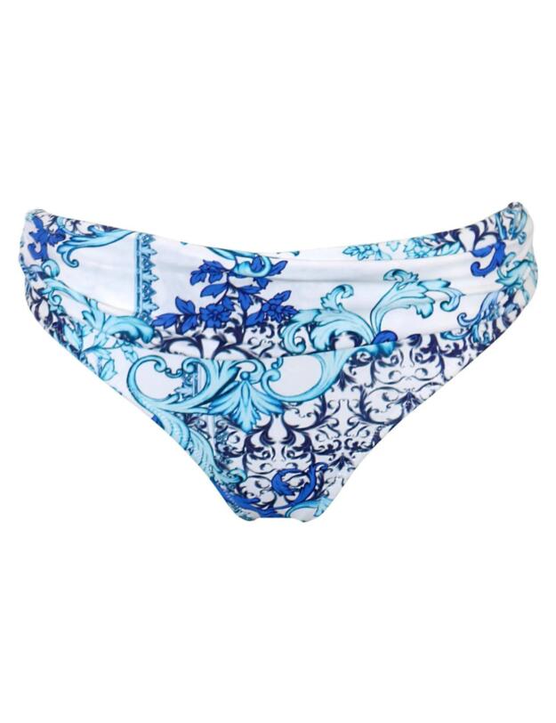 Pour Moi Amalfi Fold-Over Bikini Briefs White/Blue
