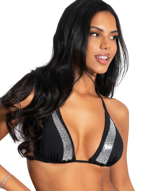 Pour Moi Sea Queen Sequin Triangle Top Black/Silver