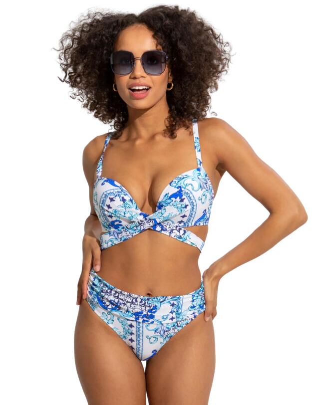 Pour Moi Amalfi Wrap Around Bikini Top White/Blue