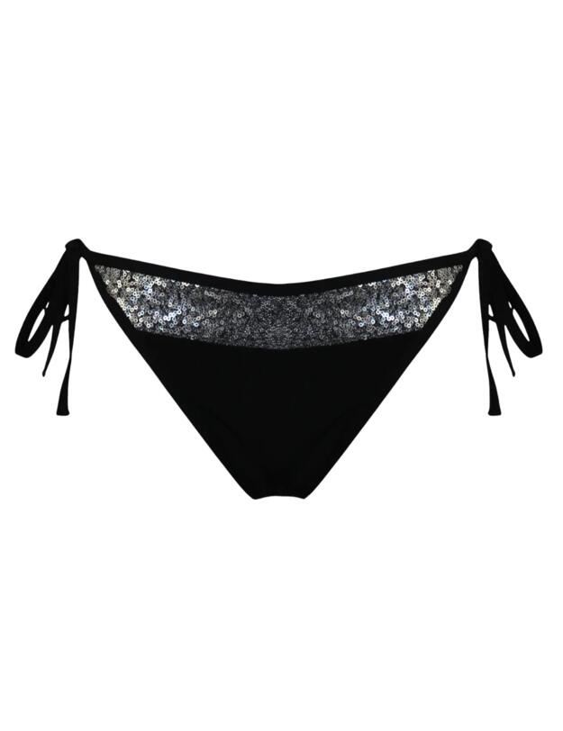 Pour Moi Sea Queen Sequin Tie Side Brief Black/Silver