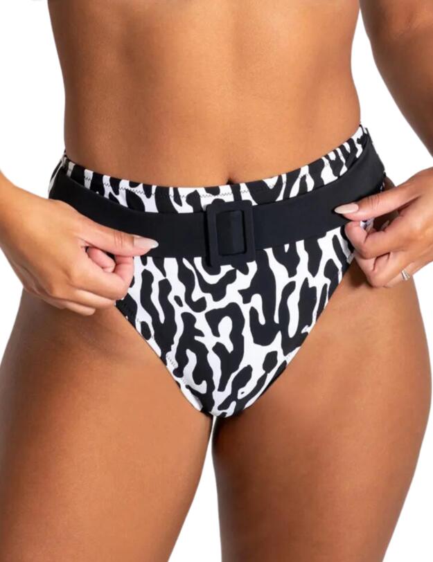 Pour Moi Glamazon Belted High-Waist Tummy Control Brief Black/White