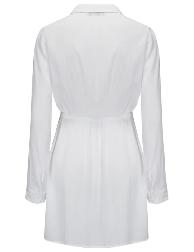 Pour Moi Crinkle Button Beach Shirt White