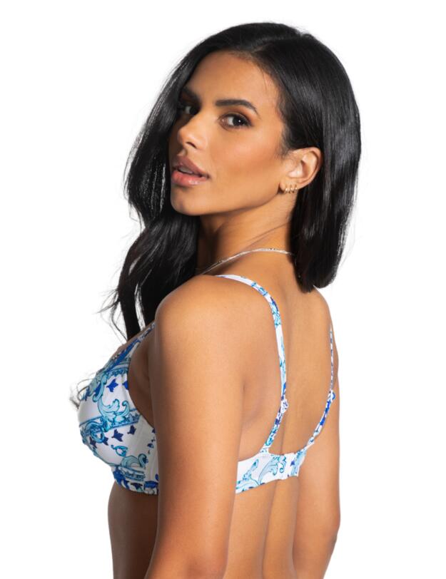 Pour Moi Amalfi Twist Front Bikini Top White/Blue
