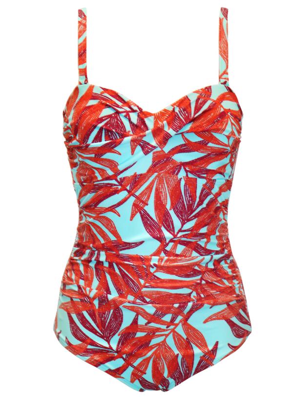 Pour Moi Free Spirit Strapless Tummy Control Swimsuit Aqua Palm