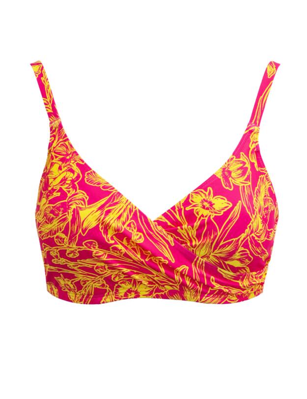 Pour Moi Freedom Wrap Bikini Top Pink/Yellow