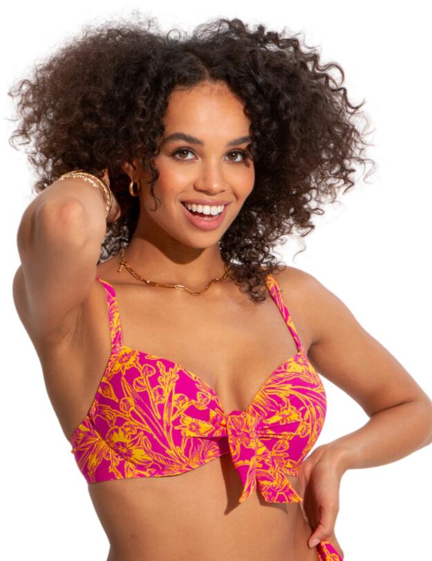 Pour Moi Freedom Tie Bikini Top Pink/Yellow