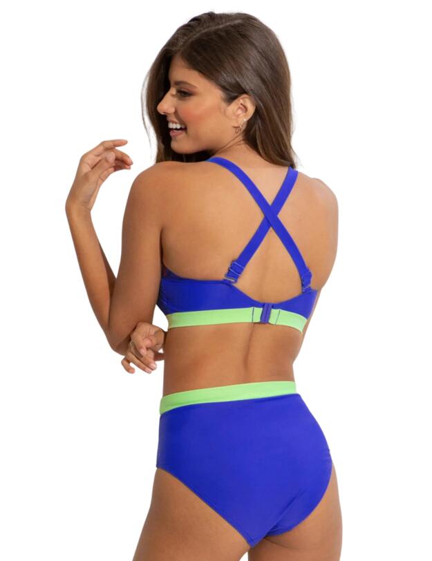 Pour Moi Palm Springs High Leg Tummy Control Brief Ultramarine/Pink/Citrus