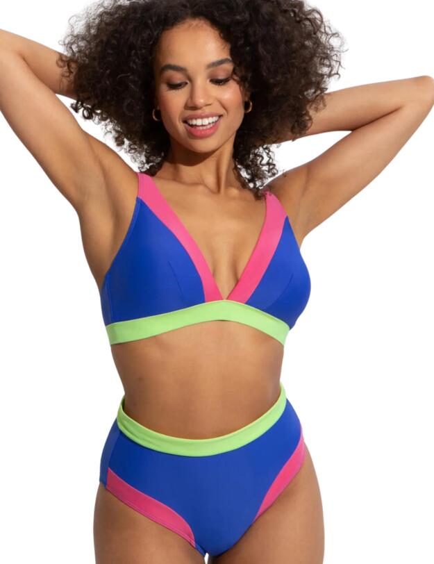 Pour Moi Palm Springs High Leg Tummy Control Brief Ultramarine/Pink/Citrus