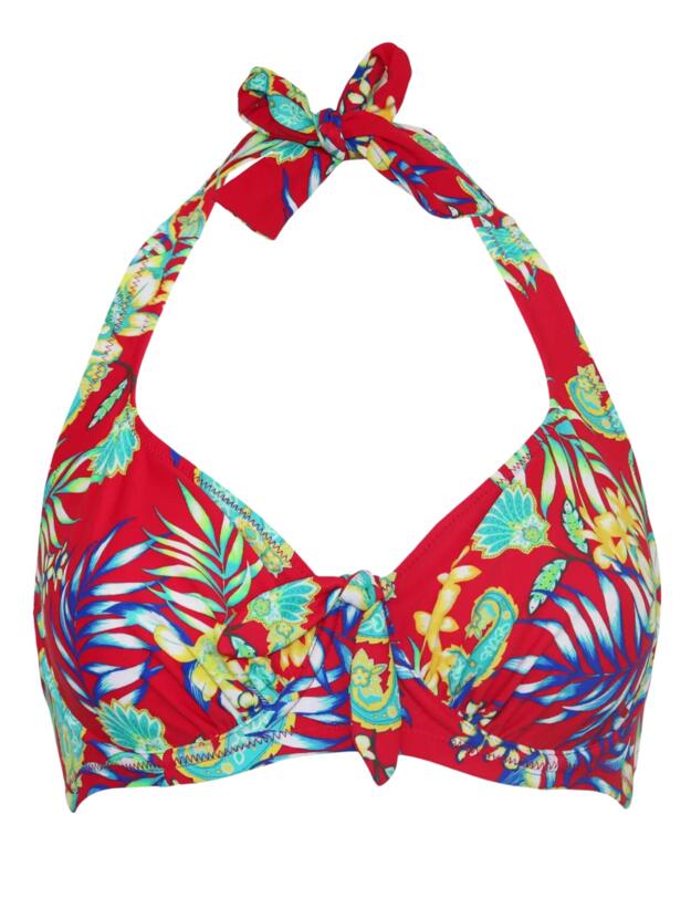 Pour Moi Heatwave Halter Underwired Top Red Floral