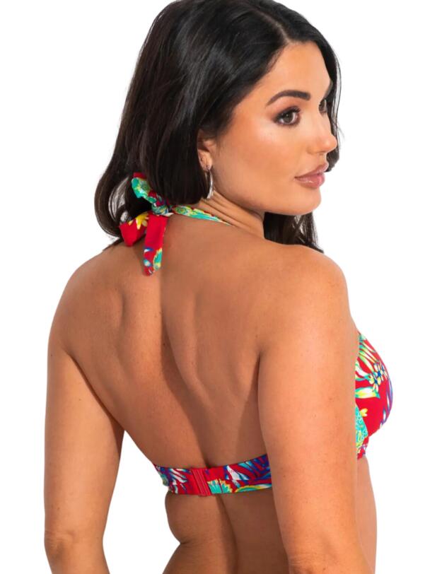 Pour Moi Heatwave Halter Underwired Top Red Floral