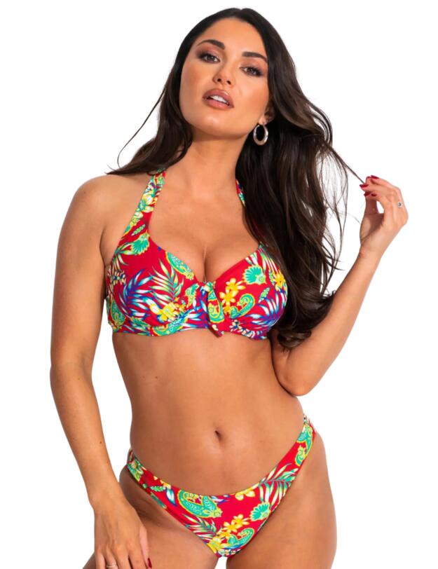 Pour Moi Heatwave Halter Underwired Top Red Floral