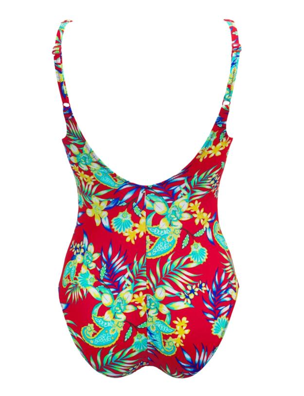 Pour Moi Heatwave Scoop Neck Control Swimsuit Red Floral