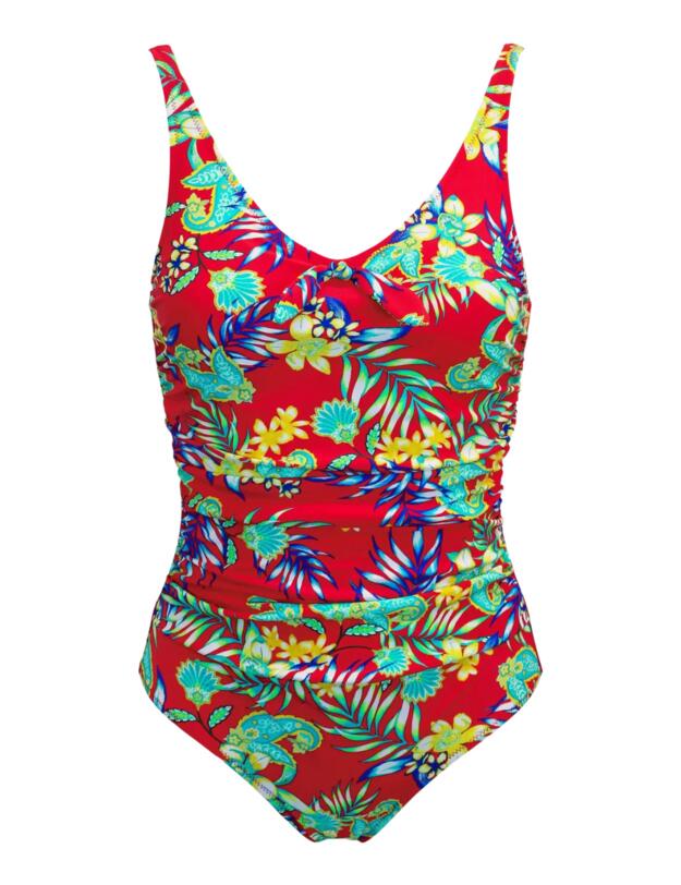 Pour Moi Heatwave Scoop Neck Control Swimsuit Red Floral