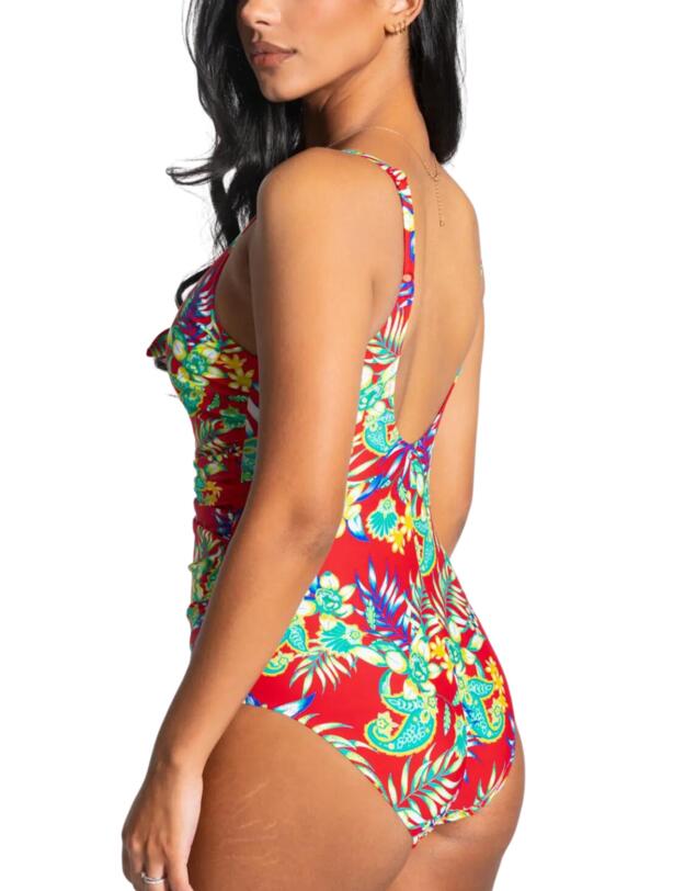 Pour Moi Heatwave Scoop Neck Control Swimsuit Red Floral