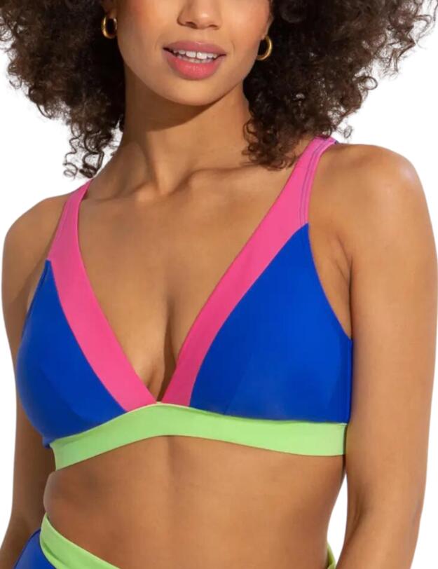Pour Moi Palm Springs Colour Block Non-Wired Top Ultramarine/Pink/Citrus