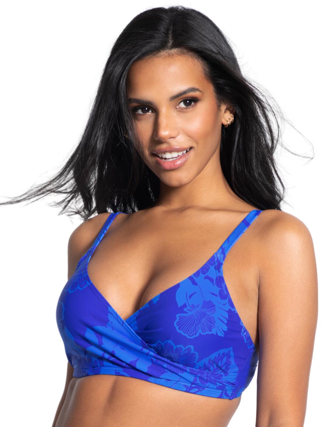 Pour Moi Maui Underwired Non Padded Wrap Top Blue Tropical