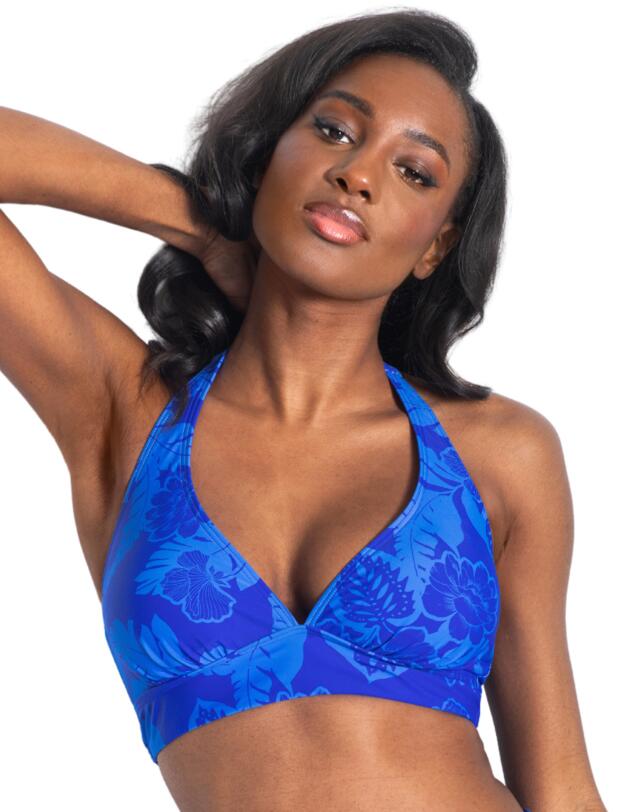 Pour Moi Maui Halter Bikini Top Blue Tropical
