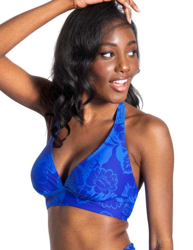 Pour Moi Maui Halter Bikini Top Blue Tropical