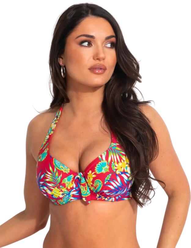Pour Moi Heatwave Halter Underwired Top Red Floral