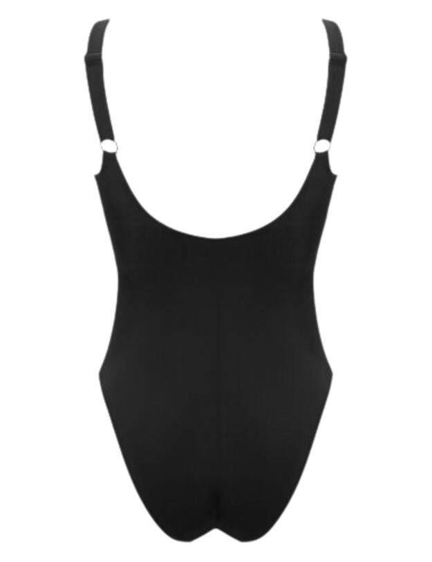 Pour Moi Wrap Over Tie Tummy Control Swimsuit Black/White