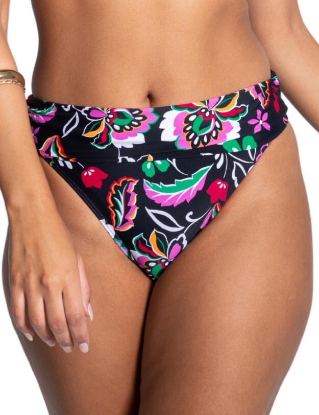 Pour Moi Sunshine Foldover Bikini Brief Black Multi