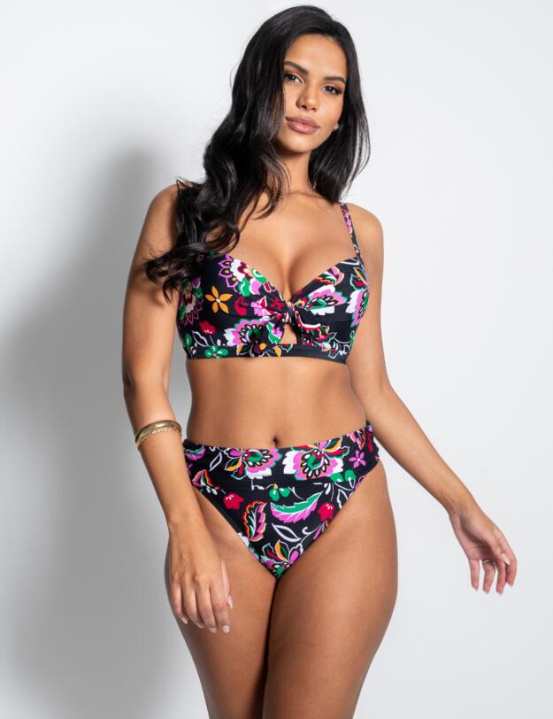 Pour Moi Sunshine Foldover Bikini Brief Black Multi